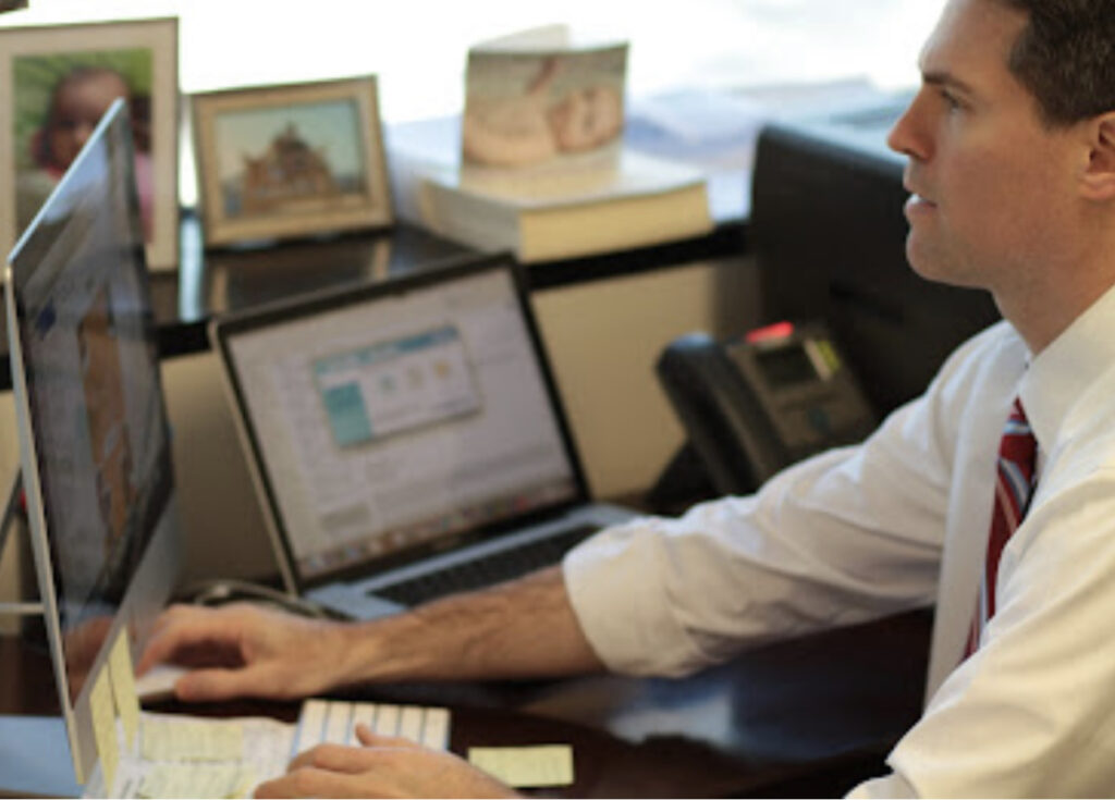 Attorney Richard Reinartz working on a case