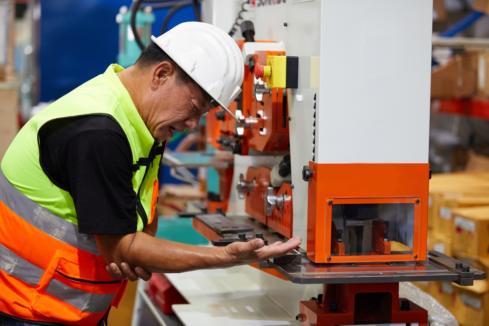 engineer or worker have been injured in an accident from working on machine